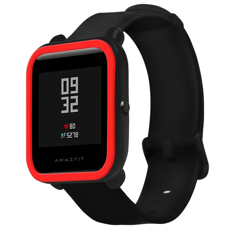 Huami Amazfit Bip / Bip Lite Protective Edge Case Dual Color Silicone Watch Cover - Black+Orange