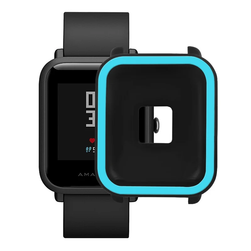 Huami Amazfit Bip / Bip Lite Protective Edge Case Dual Color Silicone Watch Cover - Black+Orange