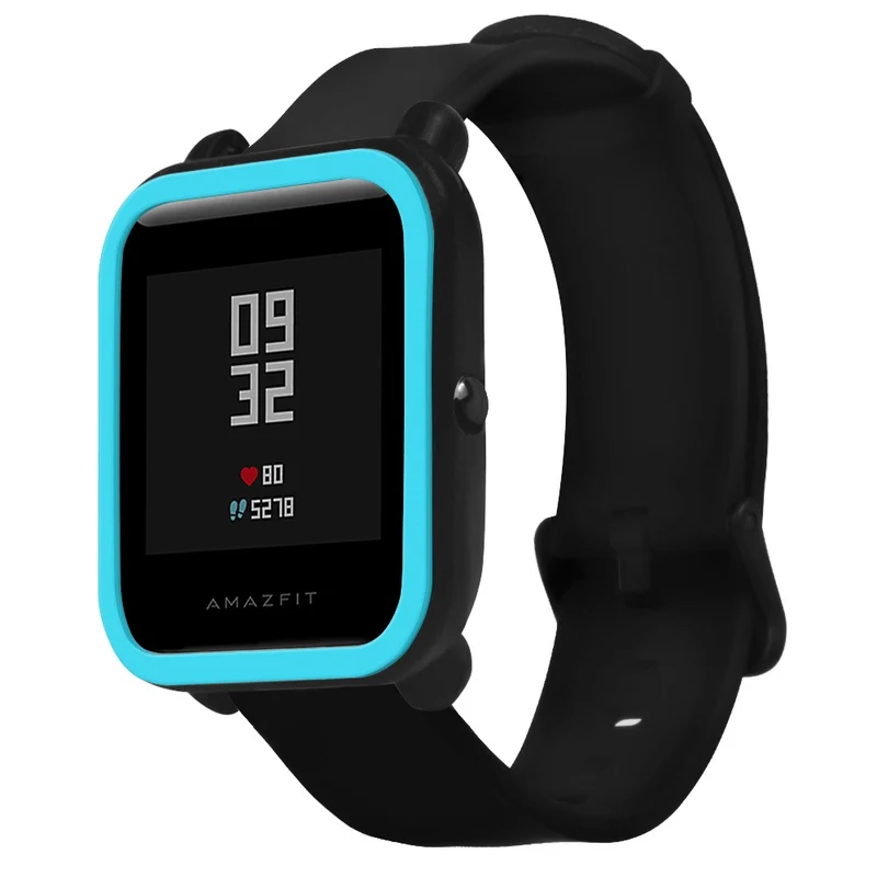 Huami Amazfit Bip / Bip Lite Protective Edge Case Dual Color Silicone Watch Cover - Black+Orange