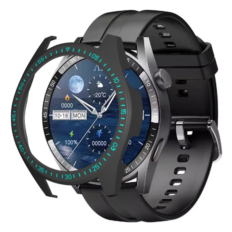 Aigo GT8 Half-Wrapped Protective Cover Hard Frame Watch Case with Dial Plate - Black+Blue