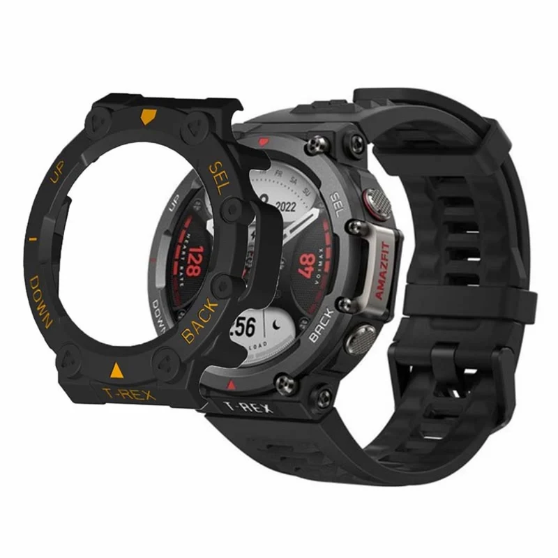 Huami Amazfit T-Rex 2 Watch Case Cover Quick Release Hard Watch Protective Case - Black / White