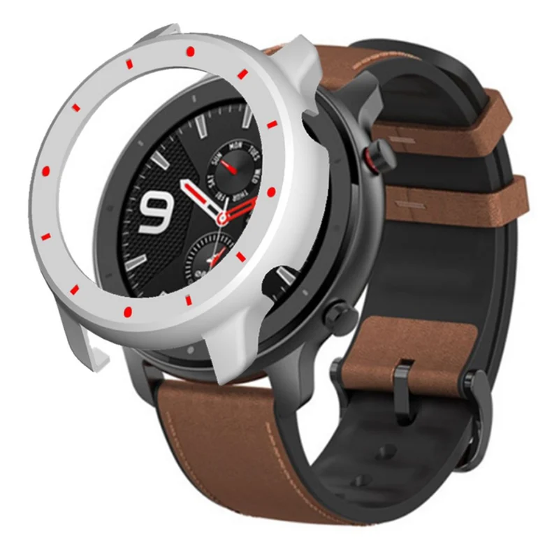 Huami Amazfit GTR 47mm Bump Resistant Bump Resistant Watch Case Dual Color Design Protective Frame - White+Red