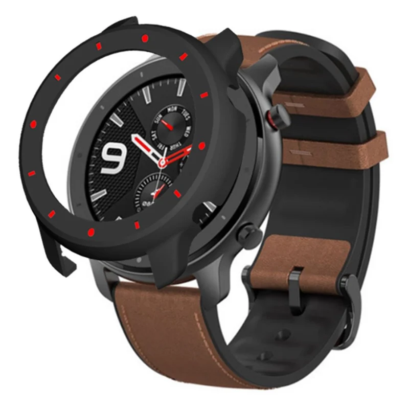 Huami Amazfit GTR 47mm Bump Resistant Bump Resistant Watch Case Dual Color Design Protective Frame - White+Red