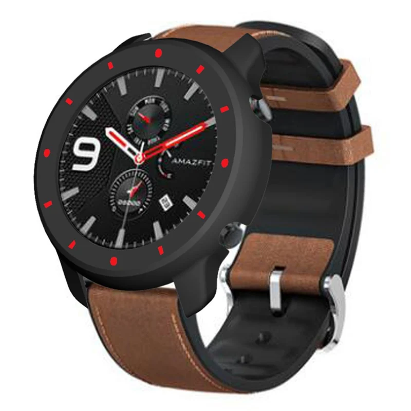 Huami Amazfit GTR 47mm Bump Resistant Bump Resistant Watch Case Dual Color Design Protective Frame - White+Red