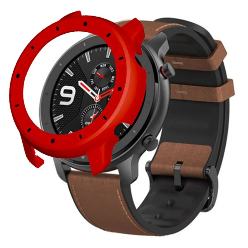 Huami Amazfit GTR 47mm Bump Resistant Bump Resistant Watch Case Dual Color Design Protective Frame - White+Red