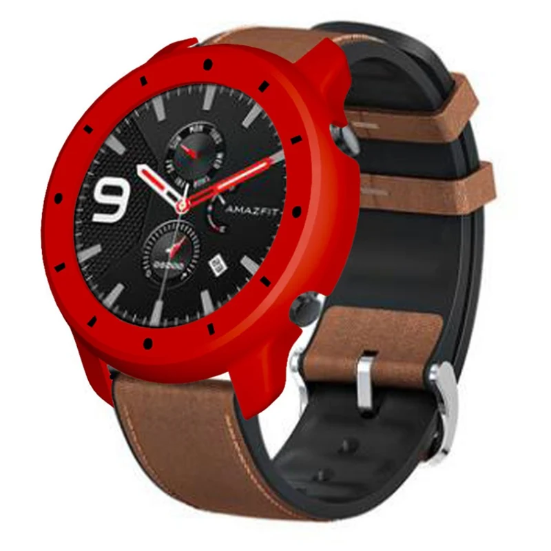 Huami Amazfit GTR 47mm Bump Resistant Bump Resistant Watch Case Dual Color Design Protective Frame - White+Red