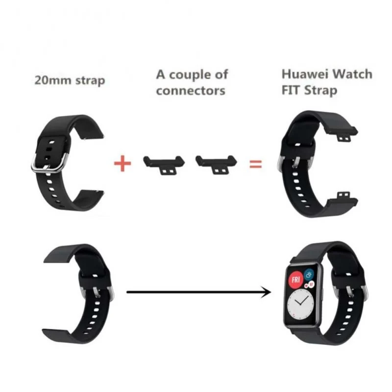 Huawei Watch Fit / Watch Fit Special Edition Watch Band Adapter 20mm Zinc Metal Watch Connector with Screwdriver and Plugs