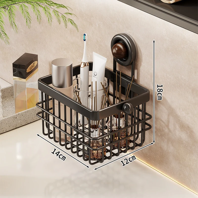 Saugnapf-montierte rechteckige Badezimmer-Waschtisch-Organizer-Basket mit Ablassgitter und abnehmbarem Becher