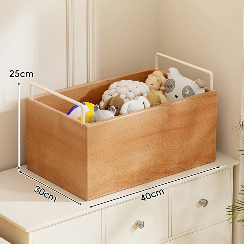 Massivholz Rollspielzeug Aufbewahrungsbox mit Metallgriffen und leisen Rollen