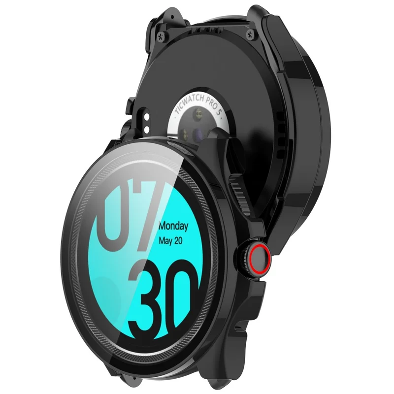 TicWatch Pro 5 Hard Flexible Watch Case with Built-in Tempered Glass Screen Protector