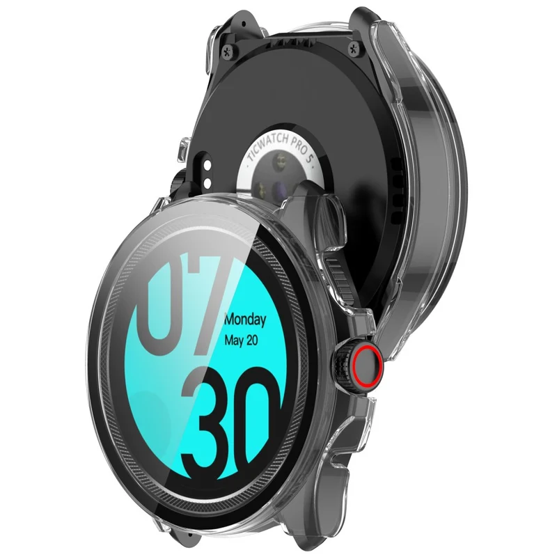 TicWatch Pro 5 Hard Flexible Watch Case with Built-in Tempered Glass Screen Protector