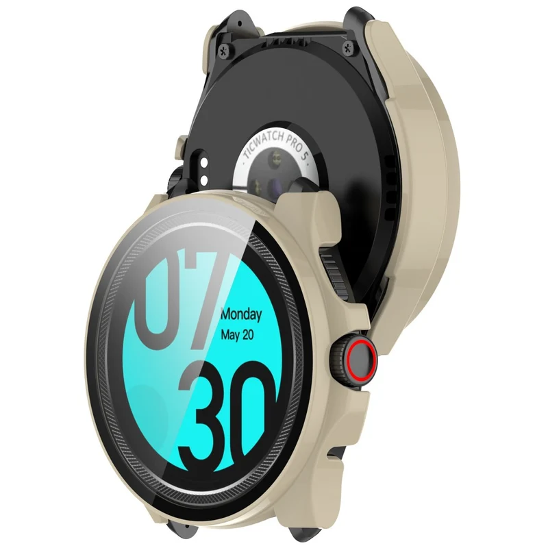 TicWatch Pro 5 Hard Flexible Watch Case with Built-in Tempered Glass Screen Protector
