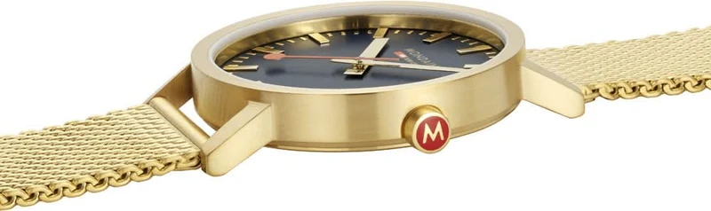 Mondaine Classic A660.30360.40.SBM Unisex-Uhr • Gold / Deep Ocean Blue • Schweizer Bahnhofsuhr-Design