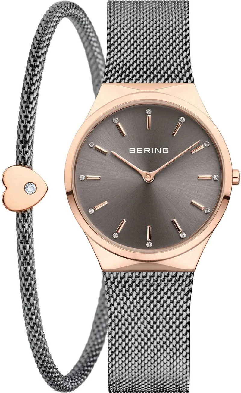 Bering Classic 12131-369-GWP Damenuhr • Kratzfestes Saphirglas • Feines Milanaise-Armband