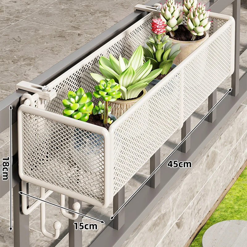 Mesh-Balkon-Hängepflanzenkasten mit Klemmhalterung und Entwässerung