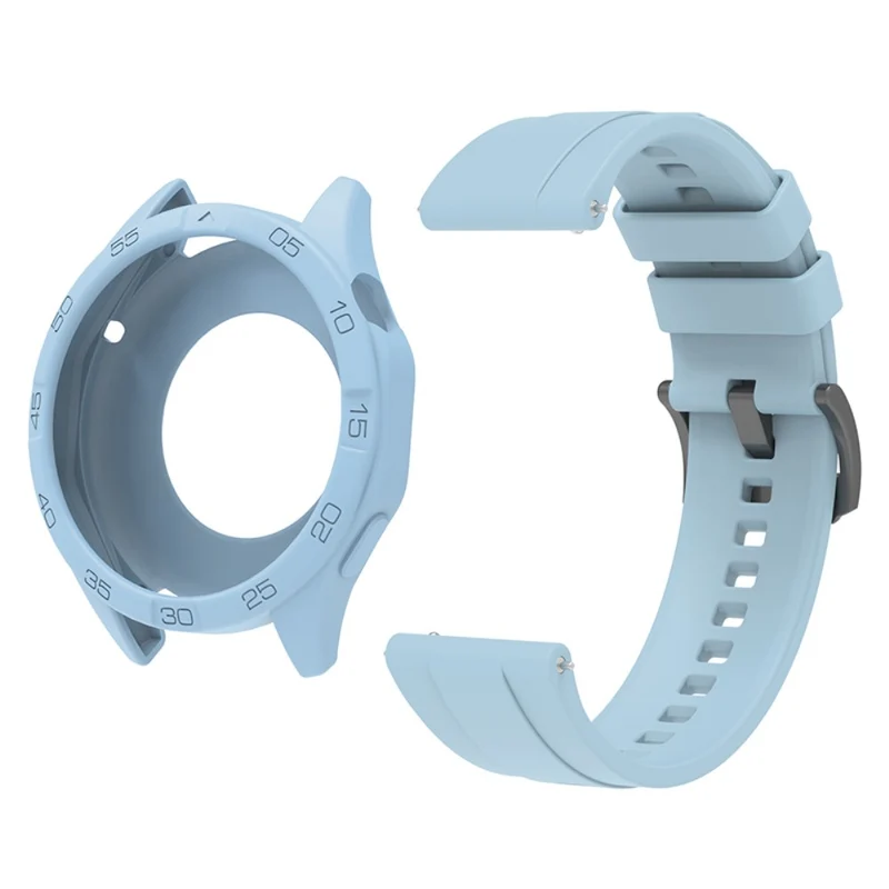Huawei Watch GT 4 46mm Silicone Strap Watch Band with Watch Case - Baby Blue