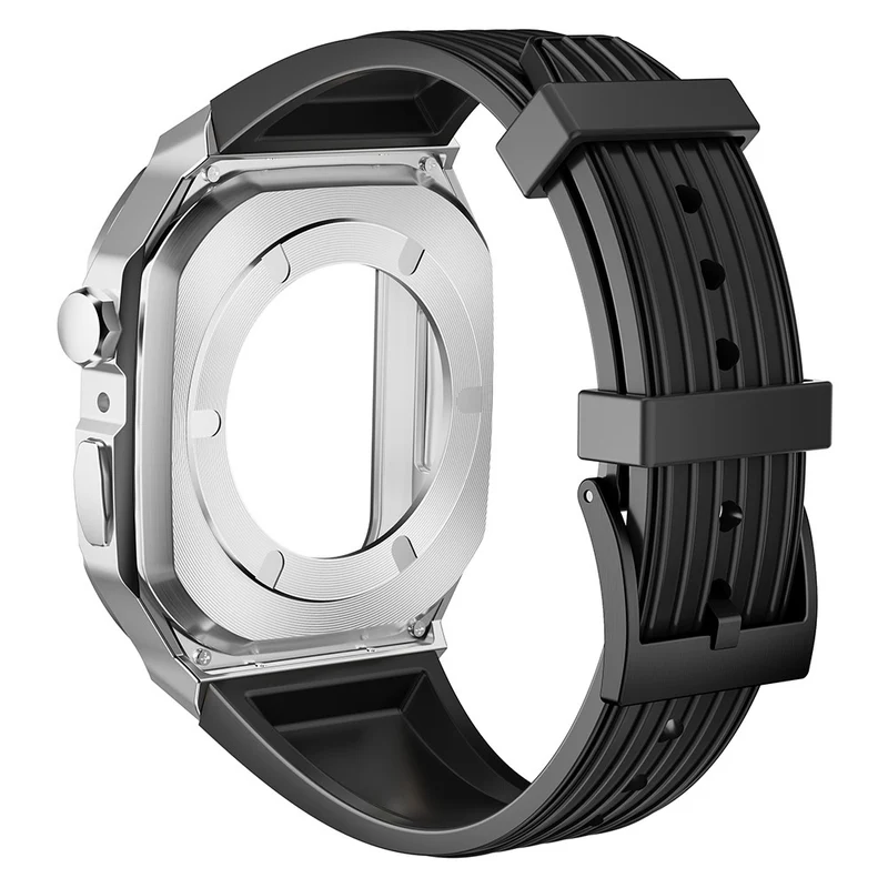 Apple Watch 49mm / 45mm / 44mm / 42mm T Watch Band with Metal Watch Case Wrist Strap