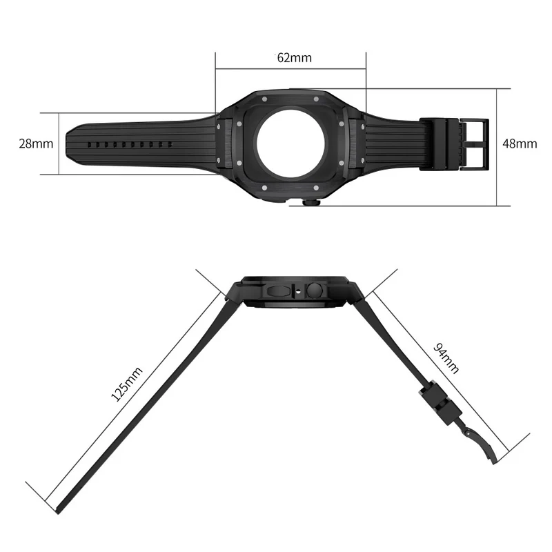 Apple Watch 49mm / 45mm / 44mm / 42mm T Watch Band with Metal Watch Case Wrist Strap