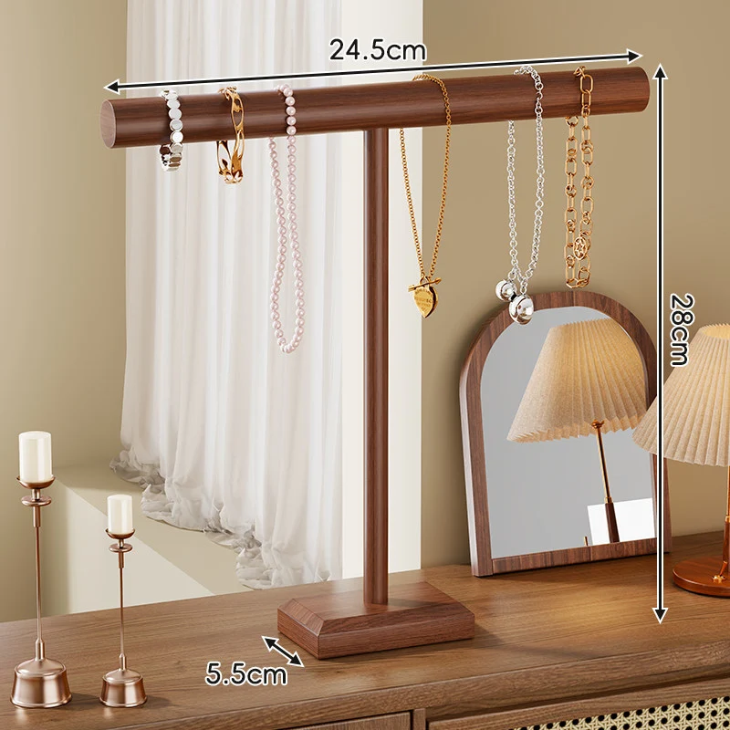 Holz T-Bar Schmuckdisplay Ständer Tischorganisator für Halsketten, Armbänder und Uhren