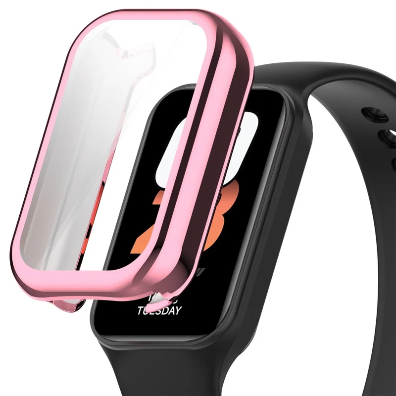 Xiaomi Smart Band 8 Active / Redmi Band 2 Flexible Watch Case Electroplating Frame Cover - Electroplating Black
