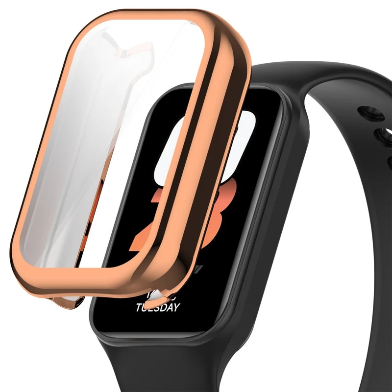 Xiaomi Smart Band 8 Active / Redmi Band 2 Flexible Watch Case Electroplating Frame Cover - Electroplating Black