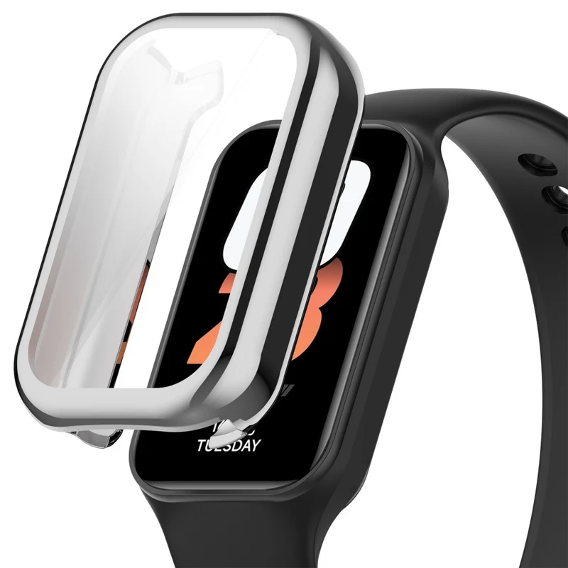 Xiaomi Smart Band 8 Active / Redmi Band 2 Flexible Watch Case Electroplating Frame Cover - Electroplating Black