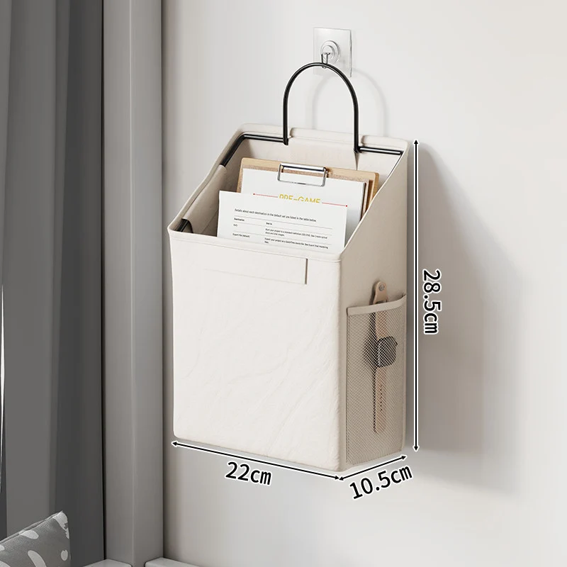 Wandmontierter Canvas-Taschenorganisator mit Mesh-Seitentasche und Metallhaken
