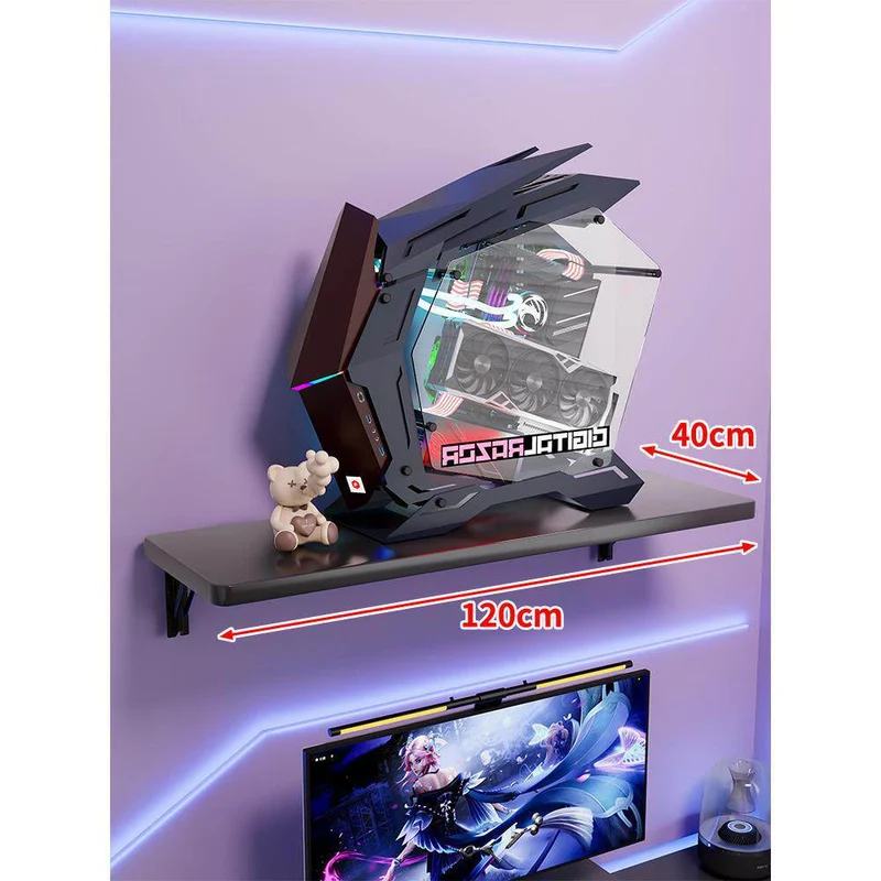 Wandmontage-Schwimmregal für Mid-Tower-Gaming-PC mit verstärkten Halterungen