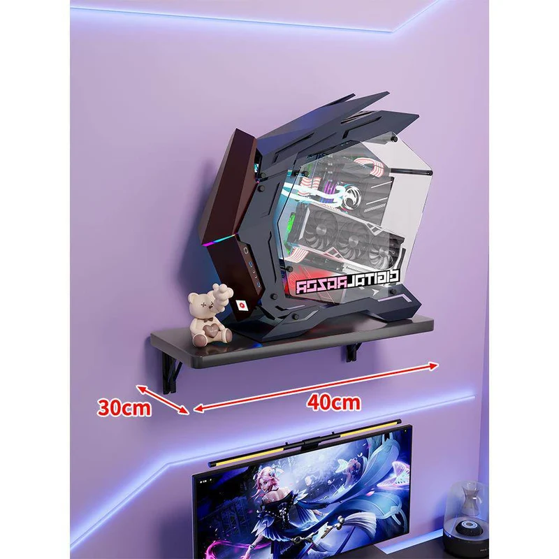 Wandmontage-Schwimmregal für Mid-Tower-Gaming-PC mit verstärkten Halterungen