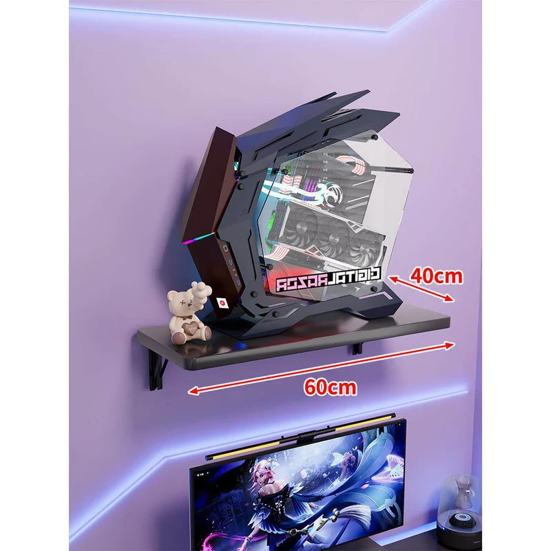 Wandmontage-Schwimmregal für Mid-Tower-Gaming-PC mit verstärkten Halterungen