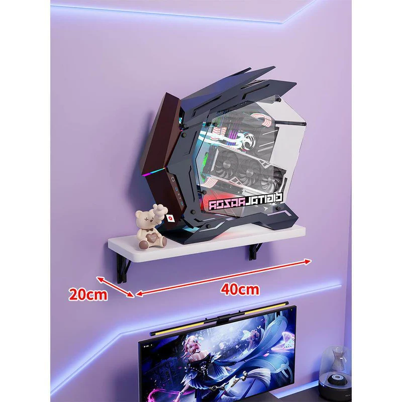Wandmontage-Schwimmregal für Mid-Tower-Gaming-PC mit verstärkten Halterungen