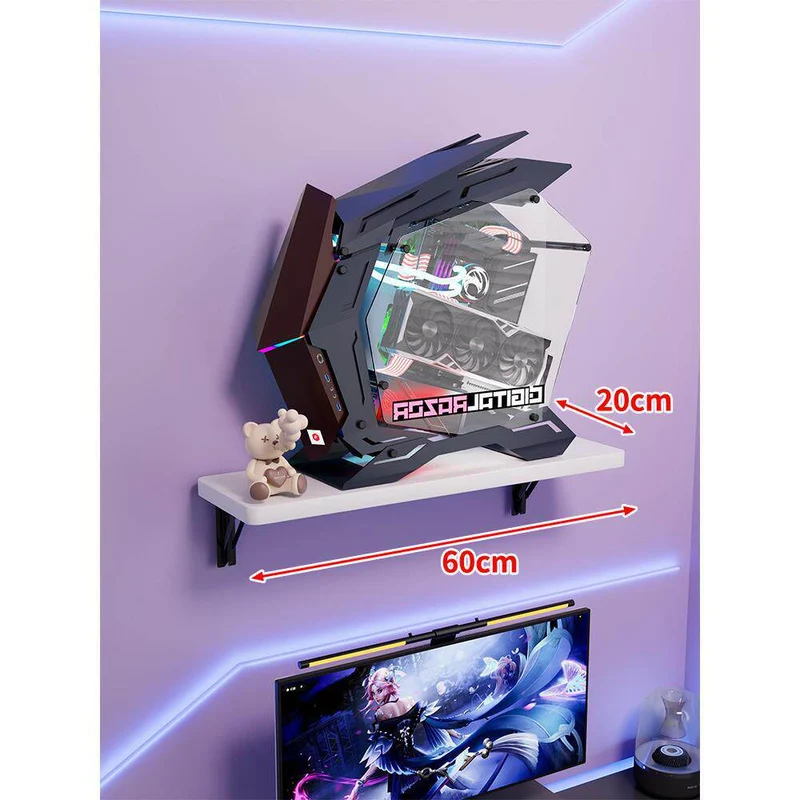 Wandmontage-Schwimmregal für Mid-Tower-Gaming-PC mit verstärkten Halterungen