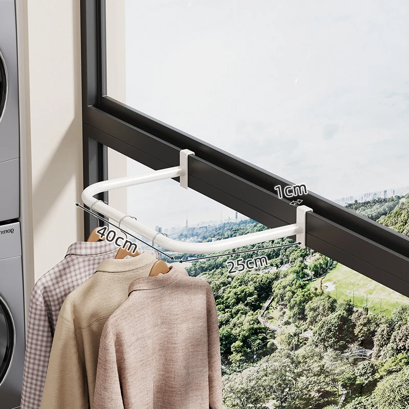 Fensterrahmen Klemmen Klappbarer Kleidertrockner mit gebogenem ausziehbarem Arm