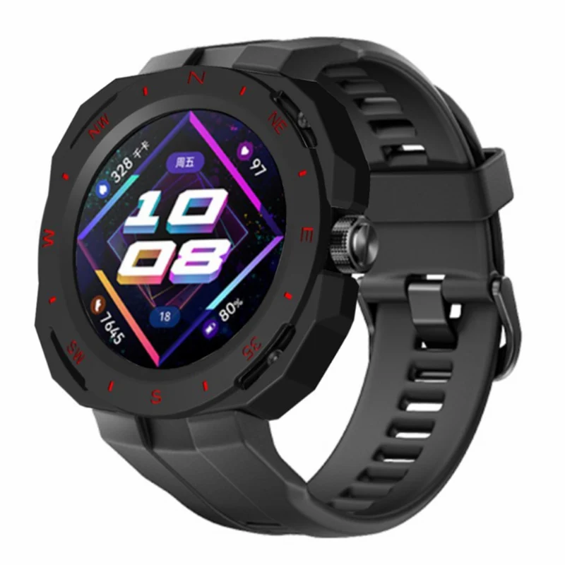 Huawei Watch GT Cyber Hard Watch Frame Hollow Protective Case Cover - Black+White