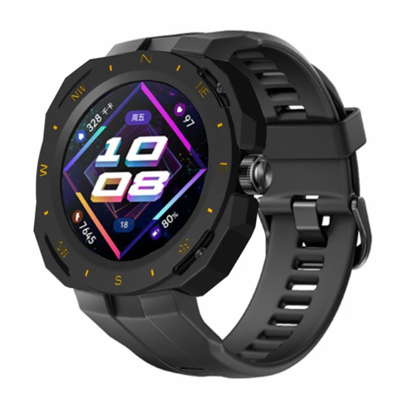 Huawei Watch GT Cyber Hard Watch Frame Hollow Protective Case Cover - Black+White
