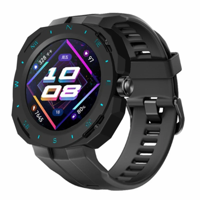 Huawei Watch GT Cyber Hard Watch Frame Hollow Protective Case Cover - Black+White
