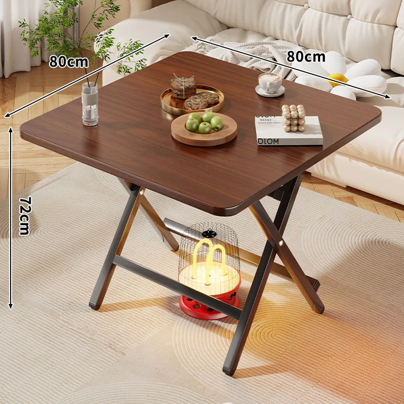 Faltbarer quadratischer Kaffee- und Beistelltisch mit Marmor-Effekt-Top und zusammenklappbarem X-Beinrahmen