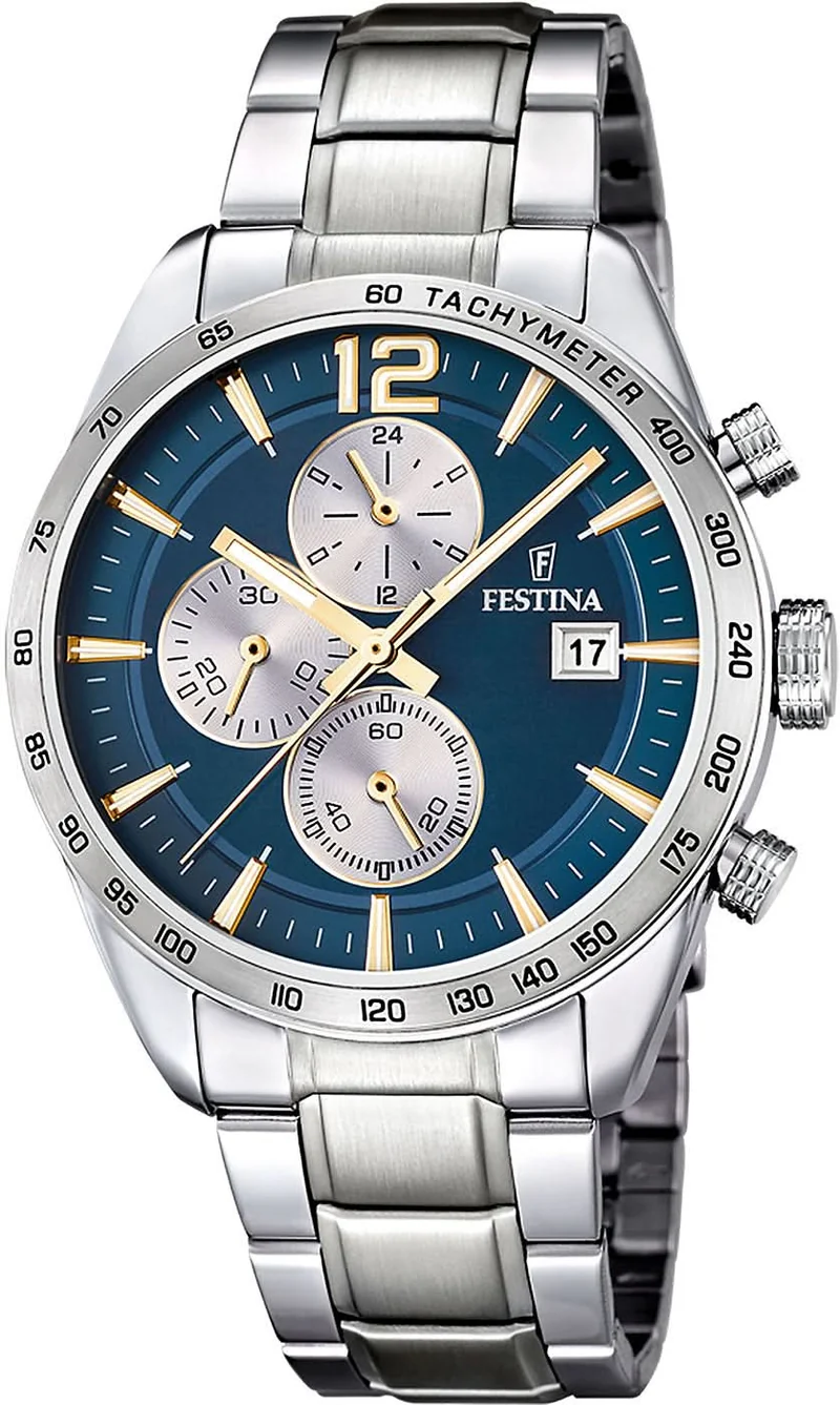 Festina Timeless Chronograph F16759/7 Herrenuhr • Blaues Zifferblatt • Edelstahl