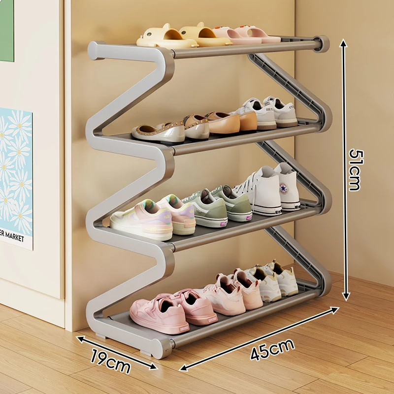 Kompakter Z-förmiger Multi-Tier platzsparender Schuhregalorganisator