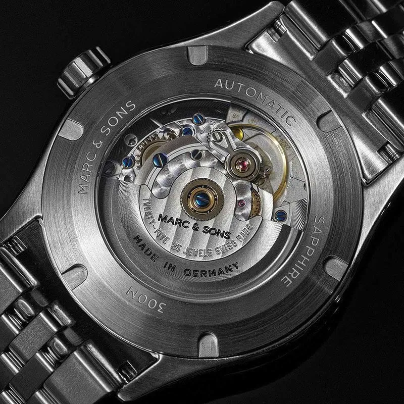 Marc and Sons Elegance MSD-048-4S Herrenuhr • Schweizer Automatikwerk • Super-LumiNova BGW9