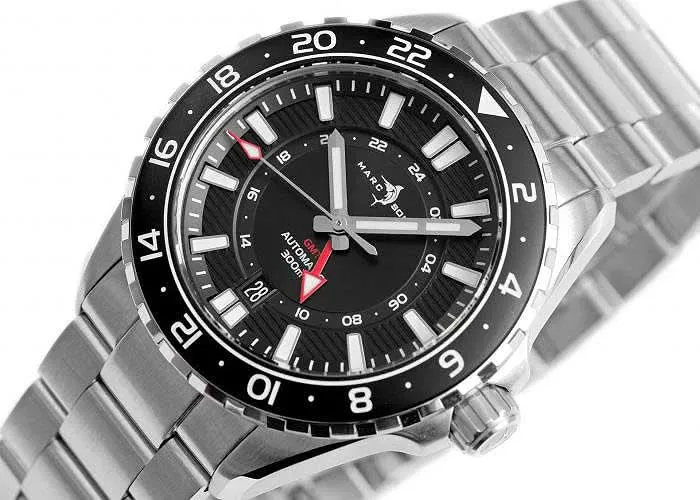 Marc and Sons GMT II MSG-008-01 Herrenuhr • 50 ATM Wasserdicht • Schweizer GMT-Automatikwerk