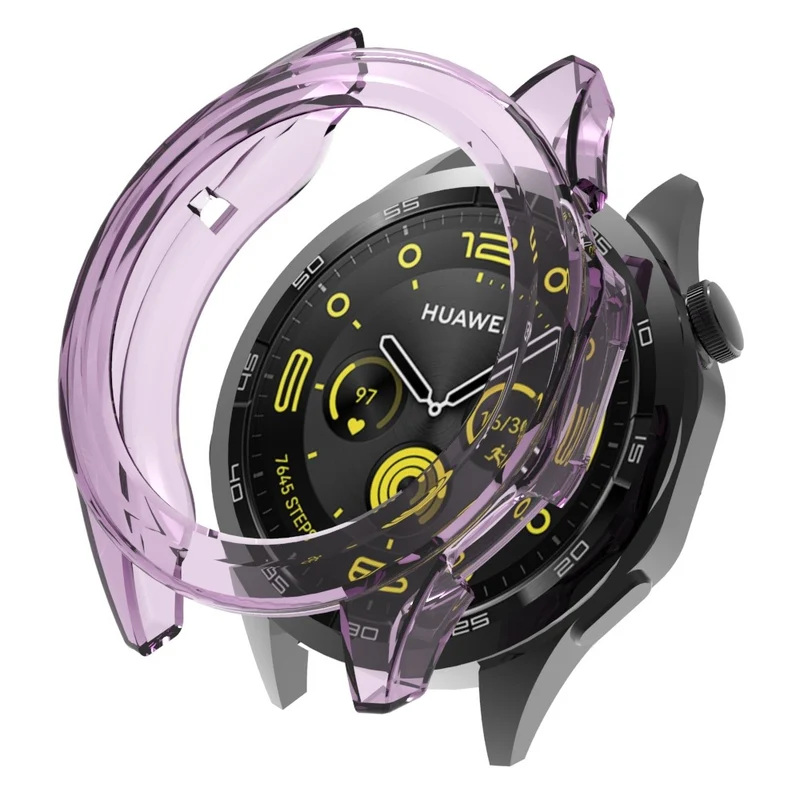 Huawei Watch GT 4 46mm Protective Frame Flexible Hollow Out Anti-drop Watch Case - Transparent Orange