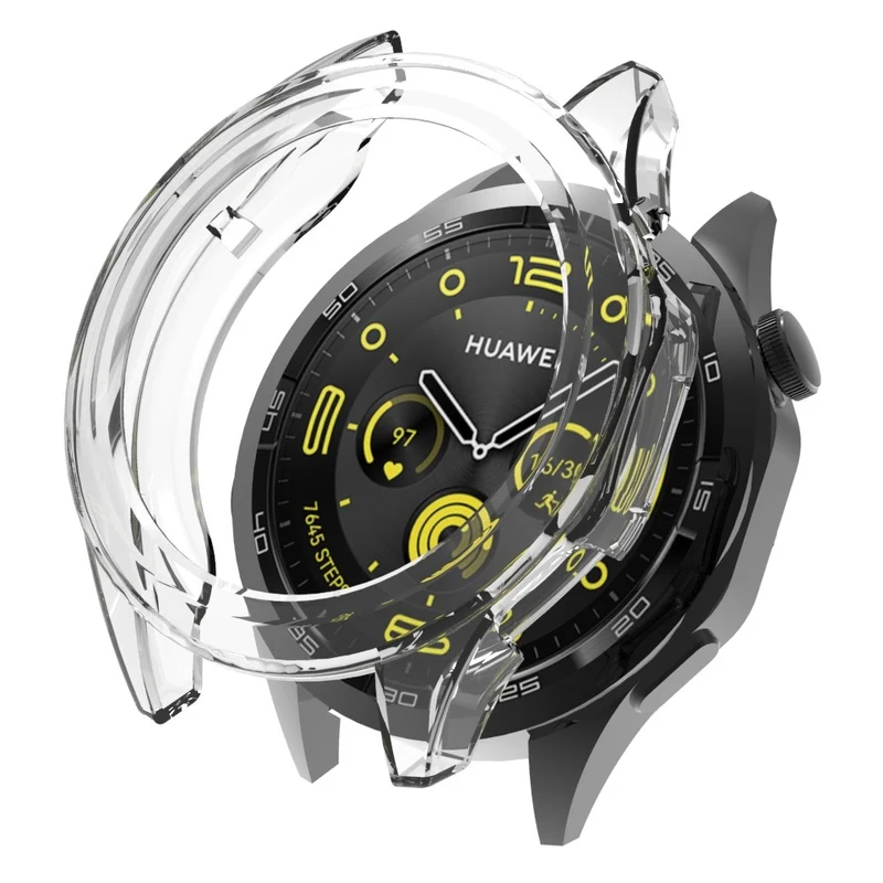 Huawei Watch GT 4 46mm Protective Frame Flexible Hollow Out Anti-drop Watch Case - Transparent Orange