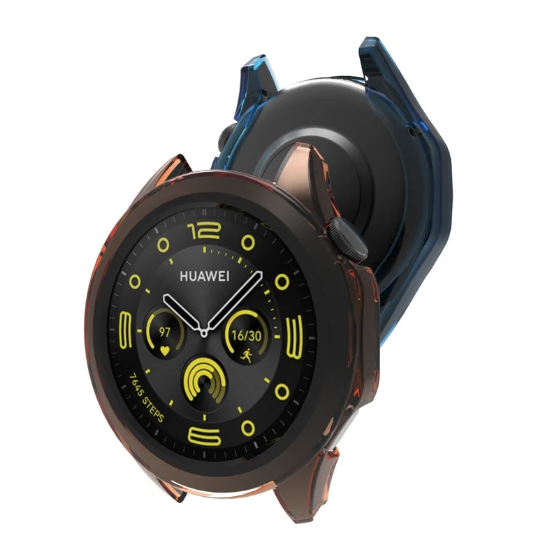 Huawei Watch GT 4 46mm Protective Frame Flexible Hollow Out Anti-drop Watch Case - Transparent Orange