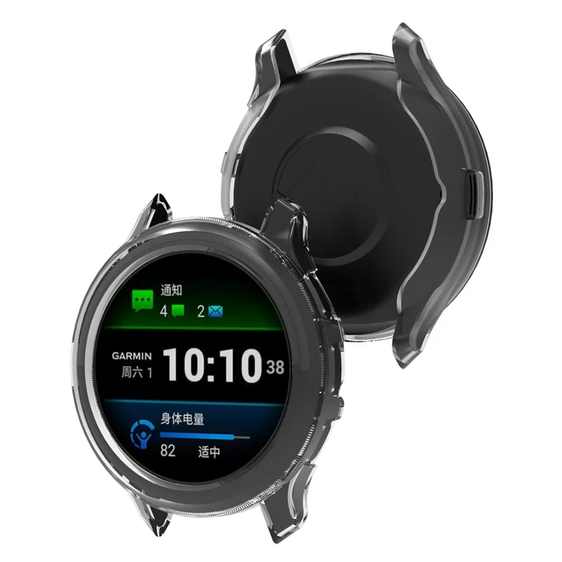 Garmin Venu 3 Watch Case Hollow Flexible Frame Half Protective Cover - Transparent Black