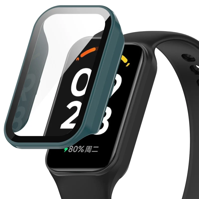 Xiaomi Smart Band 8 Active / Redmi Smart Band 2 Watch Case Bump Resistant Frame with Tempered Glass Screen Film