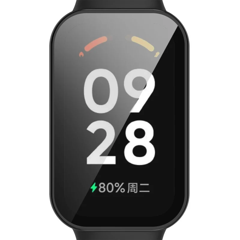 Xiaomi Smart Band 8 Active / Redmi Smart Band 2 Watch Case Bump Resistant Frame with Tempered Glass Screen Film