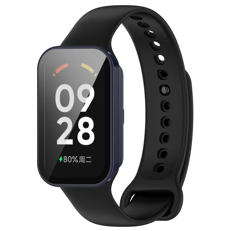 Xiaomi Smart Band 8 Active / Redmi Smart Band 2 Watch Case Bump Resistant Frame with Tempered Glass Screen Film