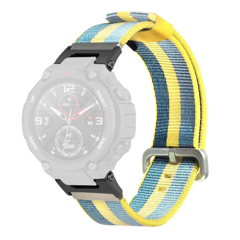 Huami Amazfit T-Rex / T-Rex Pro Canvas Watch Band Quick Release Watch Strap with Stainless Steel Buckle - Orange Blue