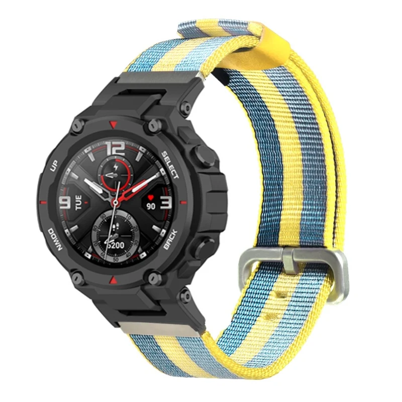 Huami Amazfit T-Rex / T-Rex Pro Canvas Watch Band Quick Release Watch Strap with Stainless Steel Buckle - Orange Blue